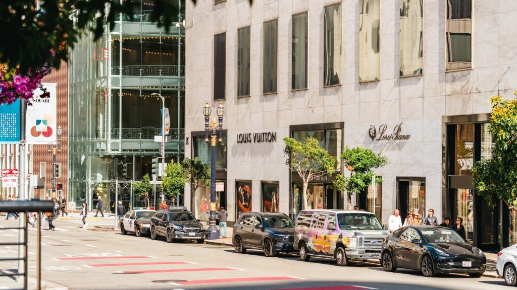 Discover upscale shopping in Union Square, San Francisco, featuring iconic luxury brands.